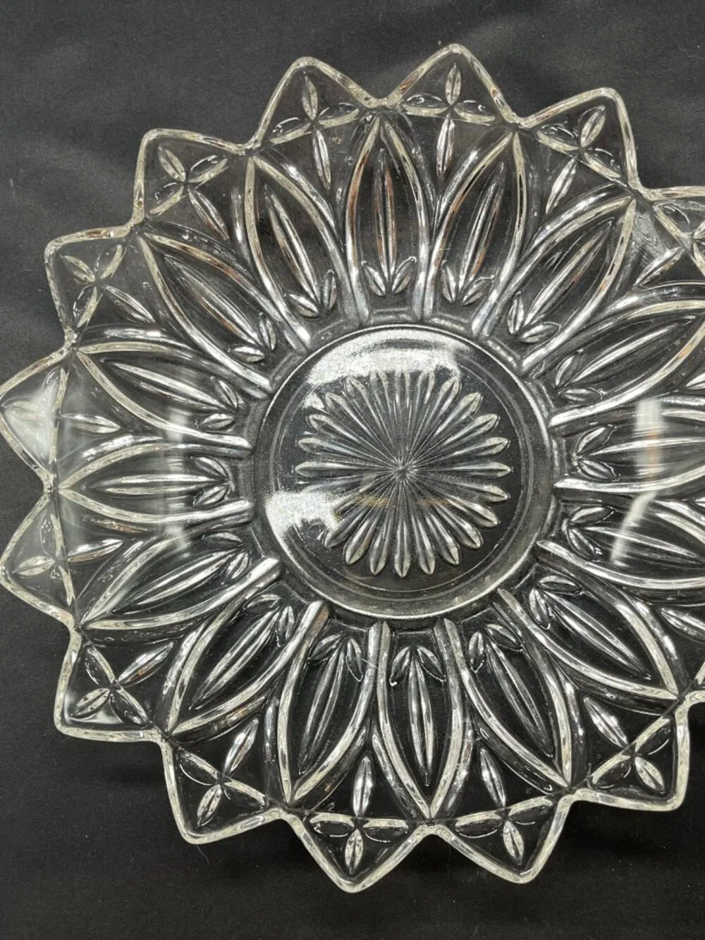 Vintage Federal Glass Clear Pressed Glass Petal Bowl
